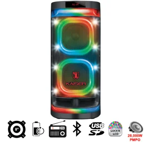 BAFLE KAISER 2X8 PULGADAS KSW-8024 COLOR NEGRO