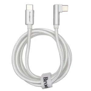 BROOKSTONE CABLE USB TIPO C A TIPO C DE 60W 1.2M DISEÑO DE 90 GRADOS BLANCO
