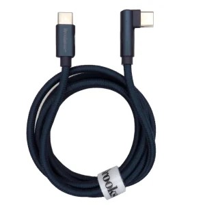 BROOKSTONE CABLE USB TIPO C A TIPO C DE 60W 1.2M DISEÑO DE 90 GRADOS AZUL